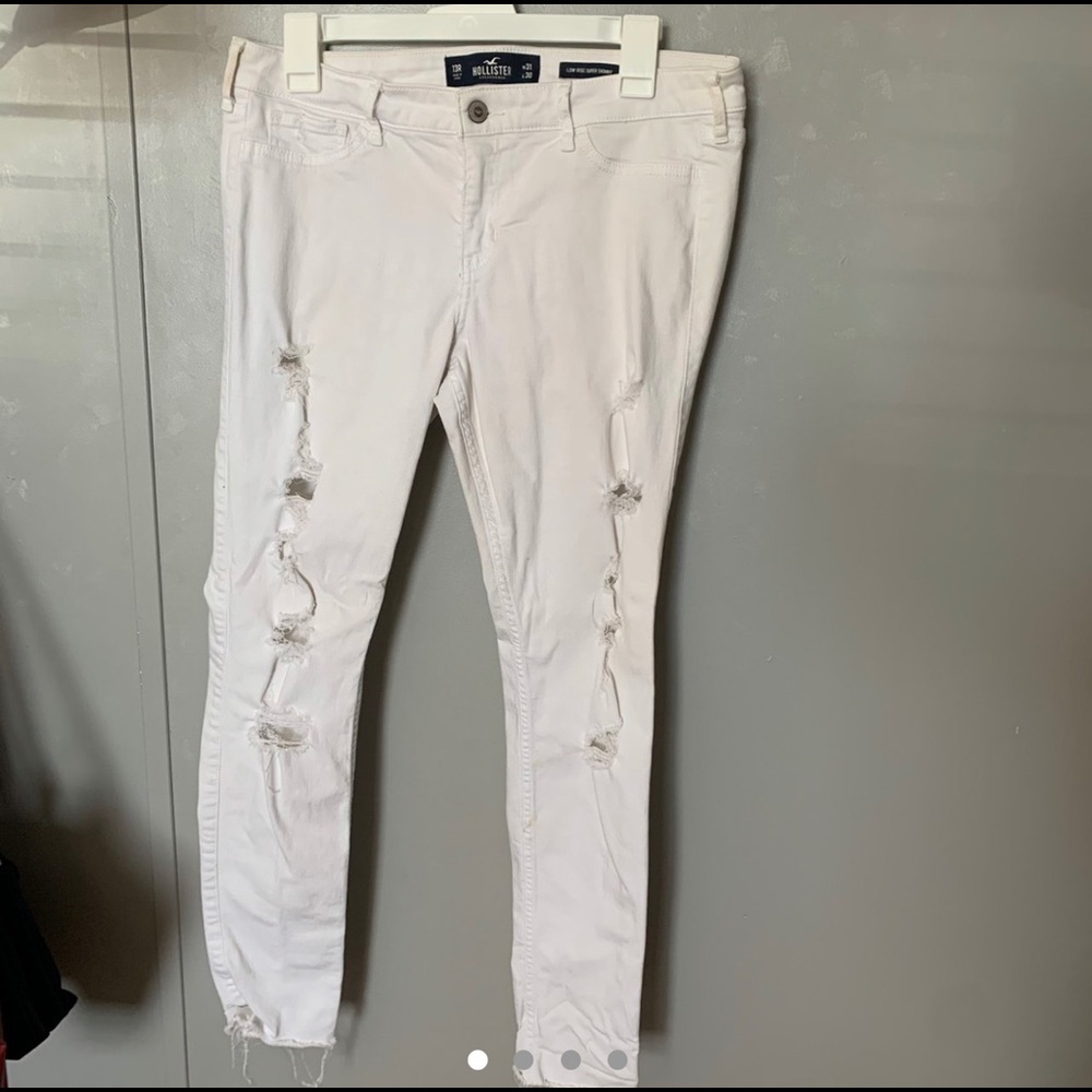 Hollister low wise super skinny white pants